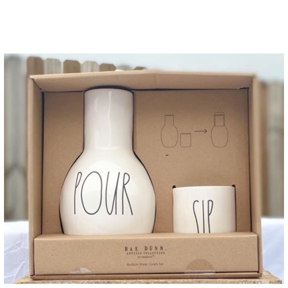 NEW Rae Dunn Pour Sip Bedside Water Carafe & Cup Set - Picture 2 of 2